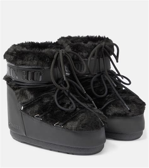 Icon Low Faux Fur Trimmed Snow Boots In Black Moon Boot Mytheresa