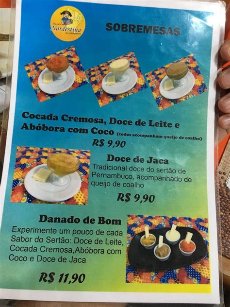 Menu em Restaurante Nação Nordestina São Paulo R Kaneda