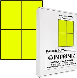 100 étiquettes autocollantes Jaune fluo de 105 X 148 5 mm 4