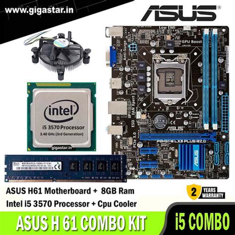 ASUS COMBO H61M Intel I5 3570 8GB Hynix RAM Ultimate Motherboard