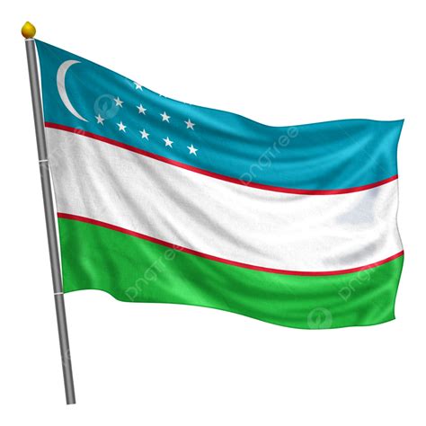 Bandeira Do Uzbequistão Tremulando Textura De Pano PNG