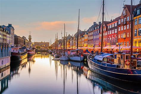 Copenhagen Downtown City Skyline In Denmark Downtown Twilight Canal