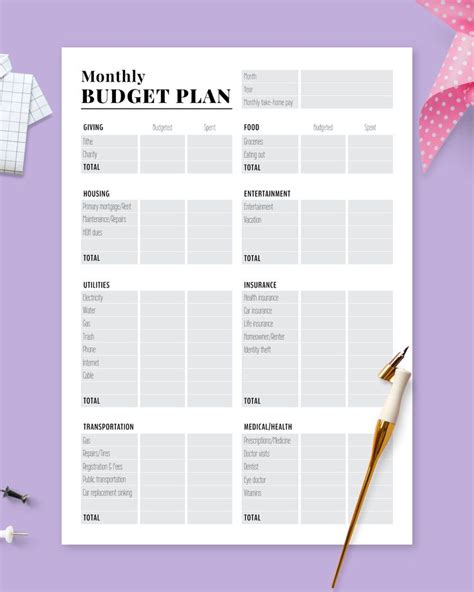 Monthly Budget Planner Printable Template Personal Budget - Etsy ...