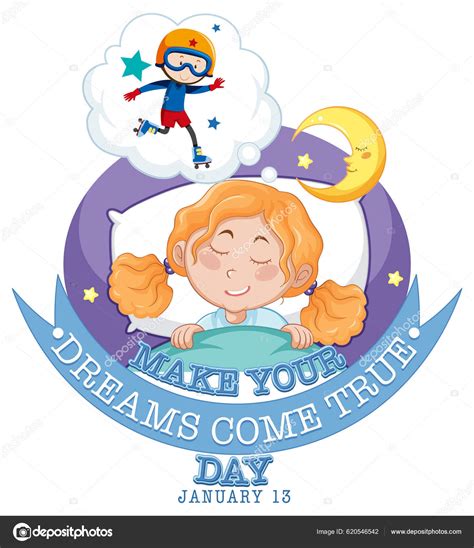 Make Your Dream Come True Day Banner Design Illustration Stock Vector