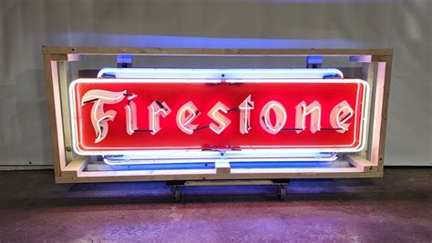 Original Firestone Tin Neon Sign Gaa Classic Cars