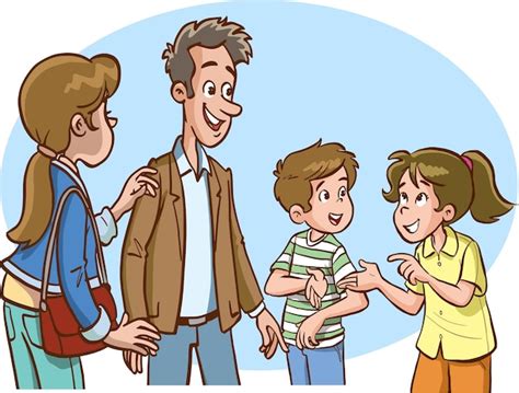 Premium Vector | Parents and children talking to each other cartoon vector