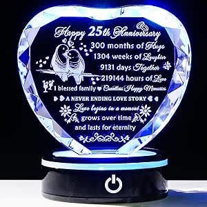 Ywhl Th Wedding Anniversary Crystal Heart Gifts For Couple Parents