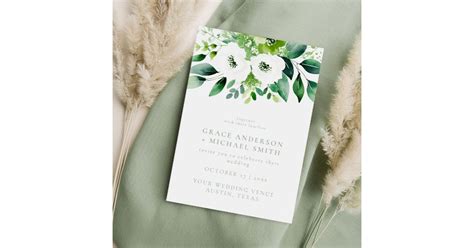 Elegant Sage Green Floral Wedding Invitation | Zazzle