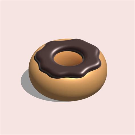 3d donut with chocolate glaze. 3d rendering donut. Vector stock ...