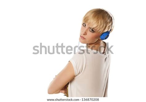 Happy Cute Short Haired Blonde Posing Stock Photo 136870208 Shutterstock
