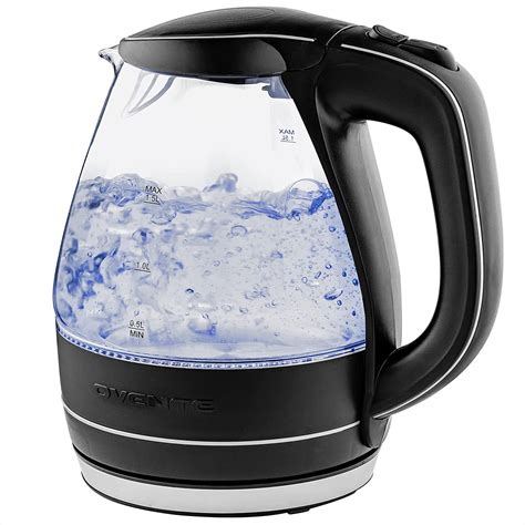 Ovente Glass Kg83b Stain Resistant Traditional Electric Kettle