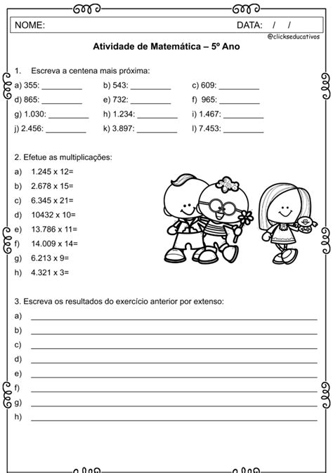 Atividades de matemática 5º ano