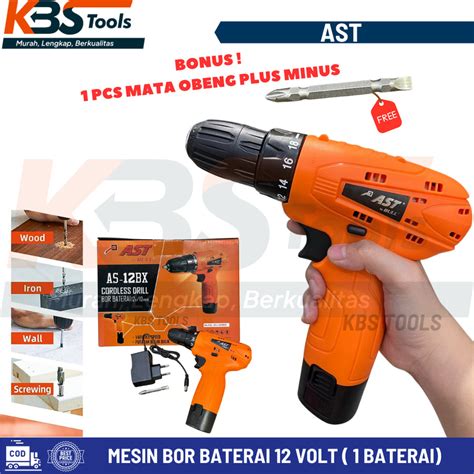 Jual Mesin Bor Baterai Ast V Bor Cas Tanpa Kabel Mm Cordless Drill