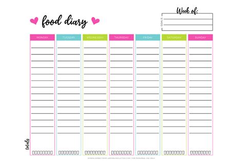 20 Free Printable Food Diary Templates