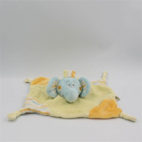 Doudou Plat L Phant Bleu Jaune Orange Ray Kimbaloo La Halle