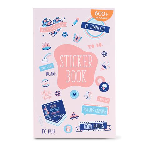 Pengear Paper Sticker Book Pink And Blue 15 Sheets 600 Stickers