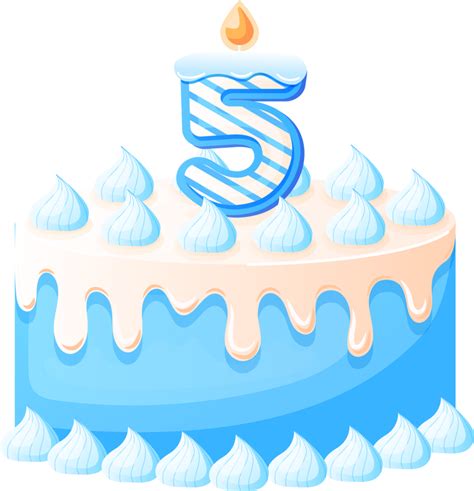 Birthday Cake With Candle Number 5 36273196 Png