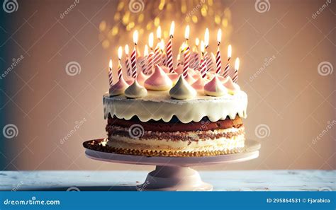 Birthday Chocolate Cake with Candles Stock Illustration - Illustration ...