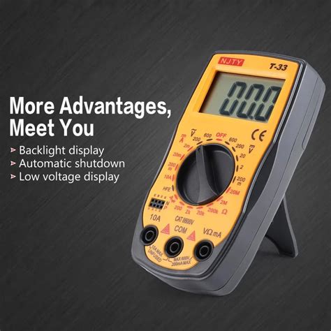 NJTY T 33 Digital Multimeter DC AC Voltage Current Meter Mini Ammeter