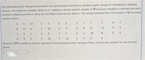 Solved The International Air Transport Association Surveys Chegg