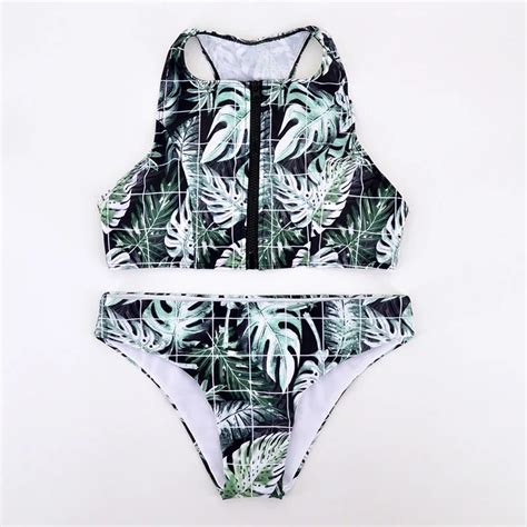 Female Swimwear Women Sexy Leaves Camouflage Bikini Set Bandage