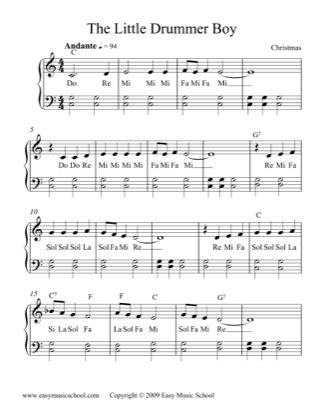 The Little Drummer Boy - Christmas Carol Free Piano Sheet Music PDF