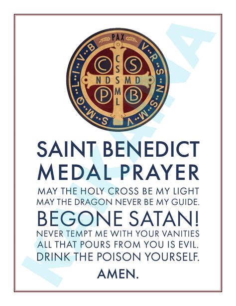 Saint Benedict Medal Prayer Card 4 on a Page Downloadable and Printable ...