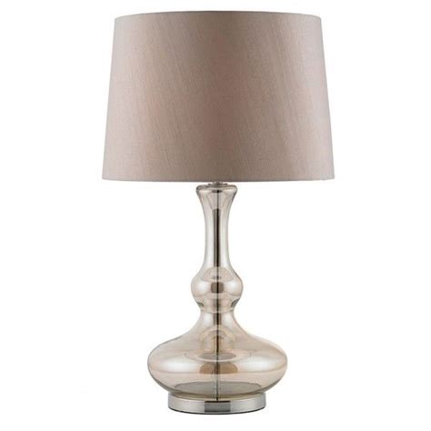 The Leno Gold Glass Table Lamp Has An Electroplated Gold Glass Base With Mink Faux Silk Shade