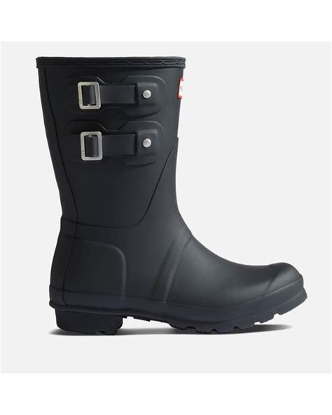 HUNTER Original Short Multi Buckle Rubber Wellies in Black | Lyst