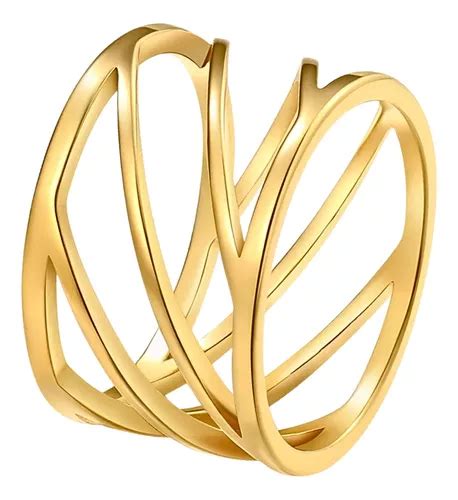 Anillo Cl Sico Acero Inoxidable Color Oro Espiral Mujer