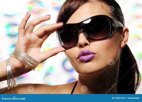 Glamour Girl With Sunglasses Stock Image Image Of Female Emotion 10027541