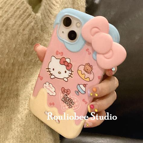 For Apple Iphone 14 Pro Max 13 12 11 8 Xs Xr Hello Kitty Cartoon Pink