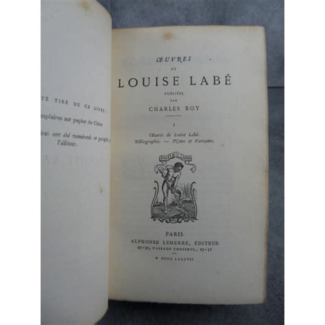 Œuvres de Louise Labé Lyonnaise publiées par Charles Boy Lemerre 1887