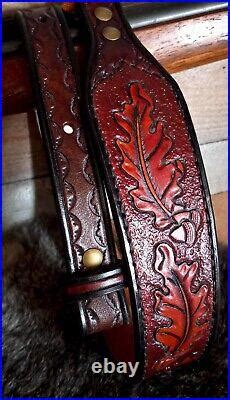 Leather Rifle Sling Tooled Leather Gun Sling Handmade Rifle Sling