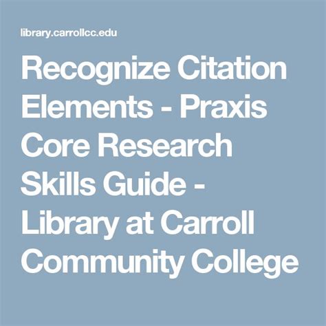 Recognize Citation Elements Praxis Core Research Skills Guide