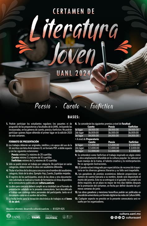 Certamen de Literatura Joven UANL 2024 Universidad Autónoma de Nuevo León