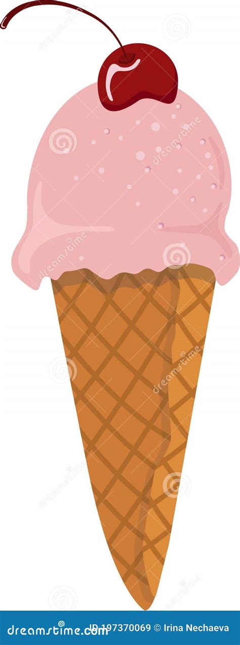 Ilustraci N Vectorial De Helado Rosa En Un Cono De Gofre Ilustraci N