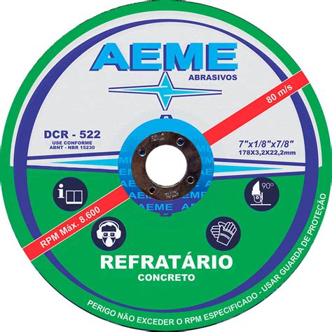 Disco de Corte Refratário Aeme DCR 522 9 x 1 8 x 7 8 50 Peças