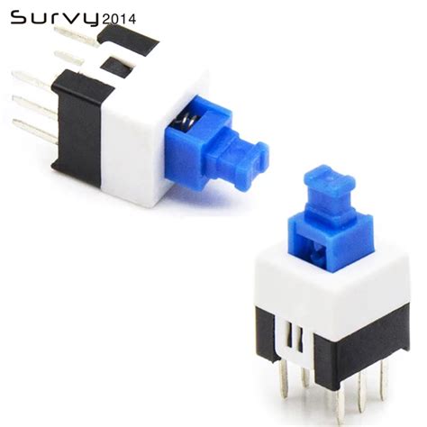 10pcs Lot 7x7mm 7 7mm 6pin Push Tactile Power Micro Switch Self Lock On Off Button Latching