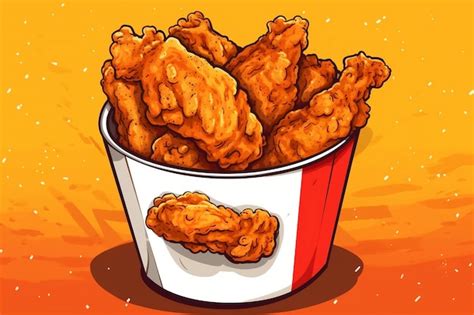 Premium Photo Comicstyle Crispy Fried Chicken Bucket Ai