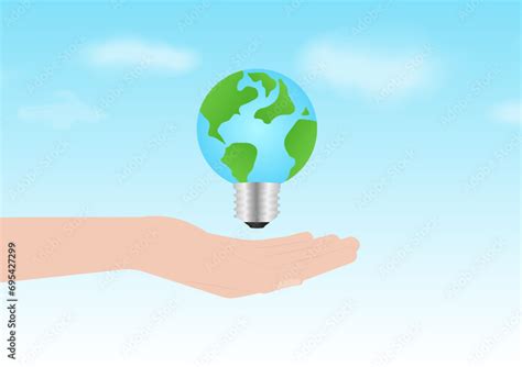 Hand Holding Earth Light Bulb Save The World Electricity And Energy Green Energy Or Renewable