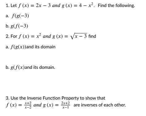 Solved 1 Let F X 2x 3 And G X 4 X2 Find The