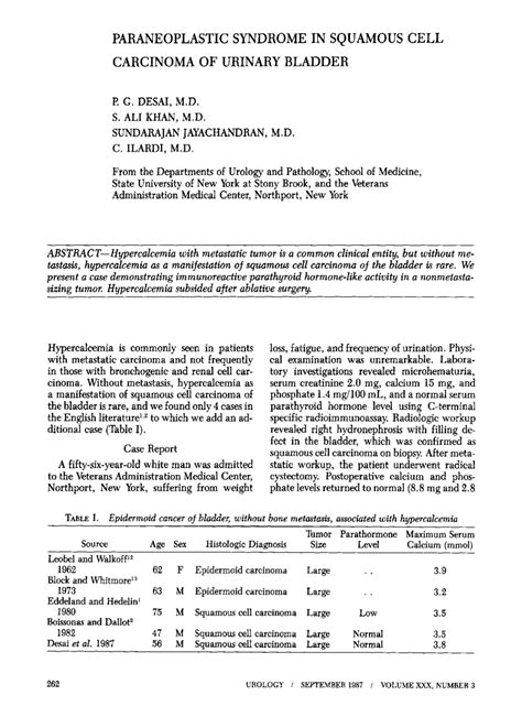 PDF Paraneoplastic Syndrome In Squamous Cell Carcinoma Of Urinary Bladder