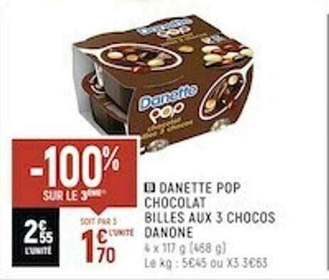 Promo Danette Pop Chocolat Billes Aux Chocos Danone Chez Spar