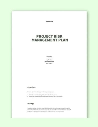 Project Risk Management Plan 10 Examples Format How To Create Pdf