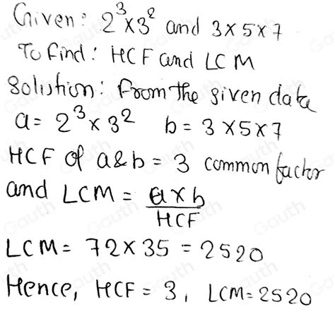 Solved Determine The Hcf And The Lcm Of The Following Numbers 2 3 3