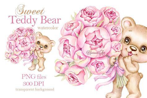 Cute Pink Teddy Bears With Roses