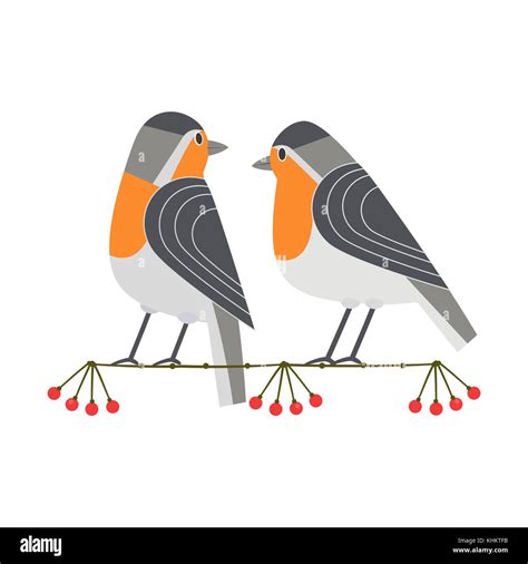 Cute Robin Birds Icon Stock Vector Image And Art Alamy