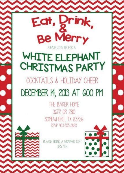 White Elephant Party Invitations White Elephant Christmas White Elephant Invitation Wording