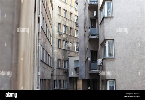 narrow city buildings stock photo alamy